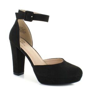 Black elegant 4"heel platform w/side buckle Size 12M w/replaceable heel caps